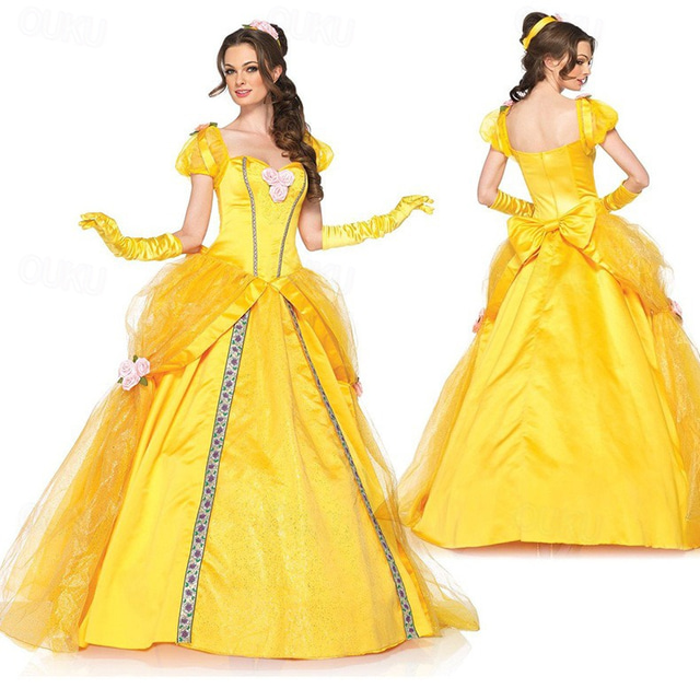 Sleeping Beauty Beauty and the Beast Princess Belle Flower Girl Dress Tulle Dresses Cosplay Costume Party Movie Cosplay for Women's Adults' Carnival Bachelorette Party