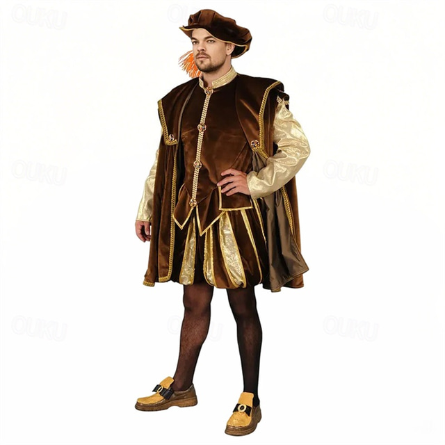  Medieval Renascentist Ținute Prinţ Cavaler celtic Bărbați Regal Halloween Carnaval Mascaradă Performanță LARP Ren Faire Adulți Costum