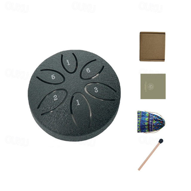  Rain Drum for Outside Garden with The Fingerstalls 3 Inches 6 Notes Steel Tongue Drum, Waterproof Mini Hand Drum with Fingerstalls, Outdoor Musical Chime Instrument for Patio Yard Decor