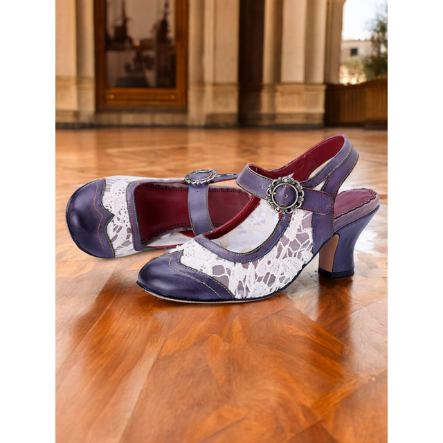  Escarpins Mary Jane gris vintage à lacets pour femmes des années 1930 – Escarpins rétro en cuir pour mariages, fêtes et occasions formelles