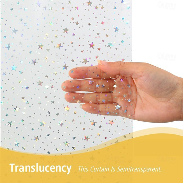  Fodera per tenda da doccia olografica sottile 3D in EVA glitter a stelle tenda da doccia premium in plastica trasparente leggera 180cm con occhielli in metallo antiruggine per cabina doccia vasche da