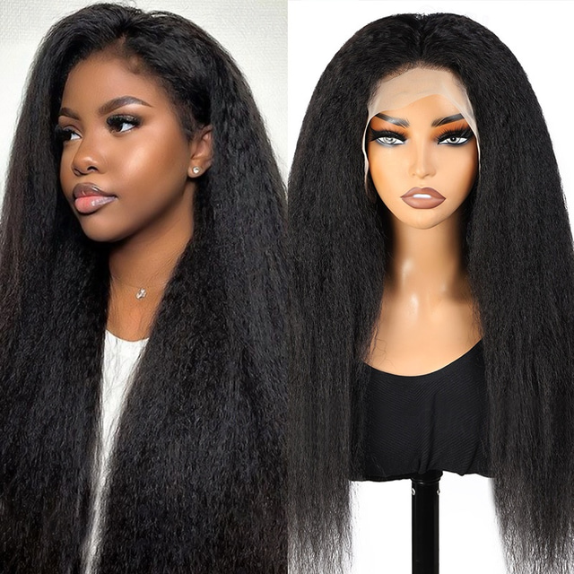  Human Hair Wig Lace Hair 13x4 Front Lace Wig Yaki Straight Wig With Baby Hair For Black Women Long Human Hair Lace Wig