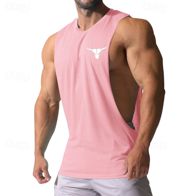  Men's Tank Top Vest Top Undershirt Sleeveless Shirt Sleeveless Crew Neck Summer Print Fashion Designer Basic Classic Vacation Street Going out Black White Pink Top Tee for Men