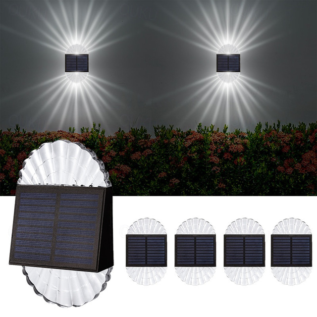  Lot de 2 ou 4 appliques murales solaires d'extérieur étanches pour jardin, terrasse, patio, décoration