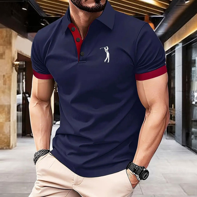  Per uomo Golf Polo Sportivi Manica Corta Magliette polo Camicie con Colletto Casual All'aperto Athleisure Abbigliamento quotidiano Stampa 3D Estate Nero Rosso Blu
