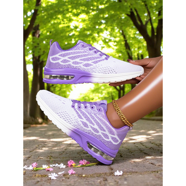  Women's Knit Running Shoes – Breathable Air Cushion Sneakers for Daily Walks, Gym Workouts, and Outdoor Sports