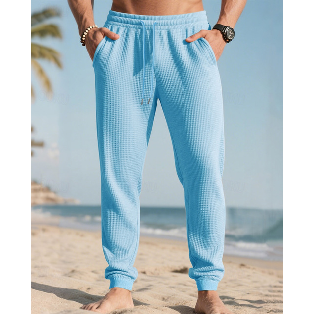  Men's Athletic Pants Sweatpants Joggers Trousers Pocket Drawstring Elastic Waist Plain Comfort Sports Outdoor Daily Fashion Casual Black White Micro-elastic