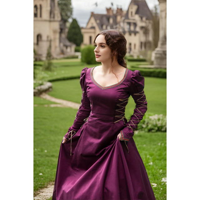  Medieval Renacimiento Vestidos Vikingo caballero celta Mujer Vikingo Real Víspera de Todos los Santos Carnaval Mascarada Rendimiento LARP Feria Ren Adulto Vestido