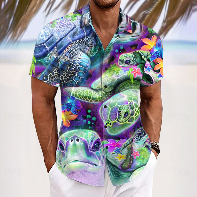  Day Dream Meeresschildkröten von Sheena Pike Herren Schildkröten Meerestiere Hawaiihemd Kurzarm Button Up Designerhemd limitierte Künstleredition
