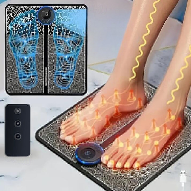  elektrisch ems voetmassageapparaat, pad op afstand bedienbaar en oplaadbaar pijnverlichting ontspanning voet acupunt massagekussen spierstimulatie verbeteren bloedcirculatie geschenken voor thuiskantoor vakantie