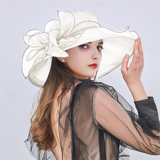  2025 Womens Organza Church Derby Hat - Elegant Fashionable Tea Party Fascinator and Church Hat