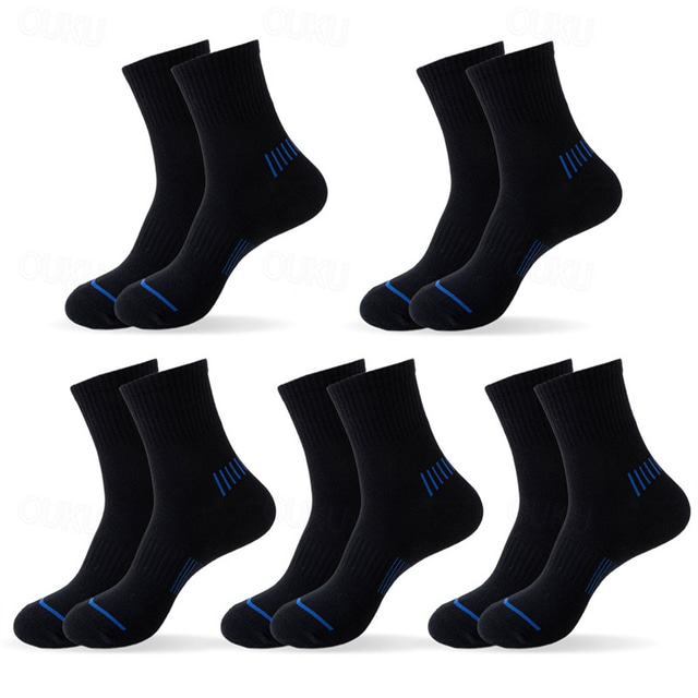  Men's 5 Pairs Multi Packs Socks Running Socks Casual Socks Black White Color Stripes Vacation Sports & Outdoor Daily Basic Medium Spring Fall Fashion Casual