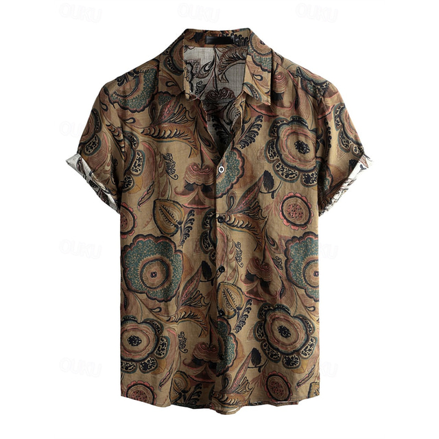  Retro Vintage Boho 1970s Shirt Hawaiian Shirts Hippie Floral Men's Halloween Carnival Music Festival Beach Vacation Wear Retro Theme Party Adults' Shirt