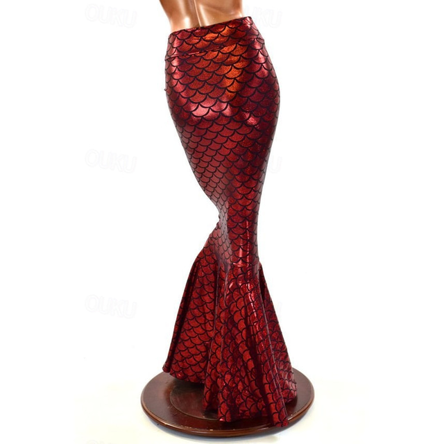  Falda Falda sirena Cola de Sirena reina Sirena Sensual Drag y glamour Patente de látex brillante Metálico Adulto Mujer Víspera de Todos los Santos Carnaval Festival de Música Desfile del orgullo Mes