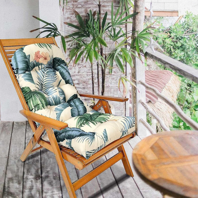  Waterproof  Outdoor Patio Chair Cushions And Pads Non Slip High Backed Chair Pads Lounger Cushion High Backed Cushion Garden High Back Chair Cushion Patio Lawn Chaise Recliner