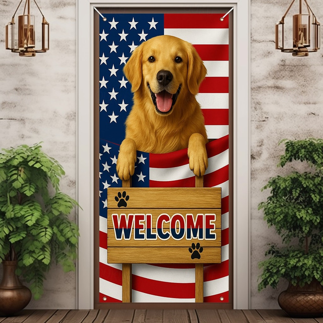  4th of July Independence Day Door Decorations Door Covers American Patriotic Egale Door Tapestry Door Curtain Decoration Backdrop Indoor/Outdoor Door Banner for Front Door Farmhouse