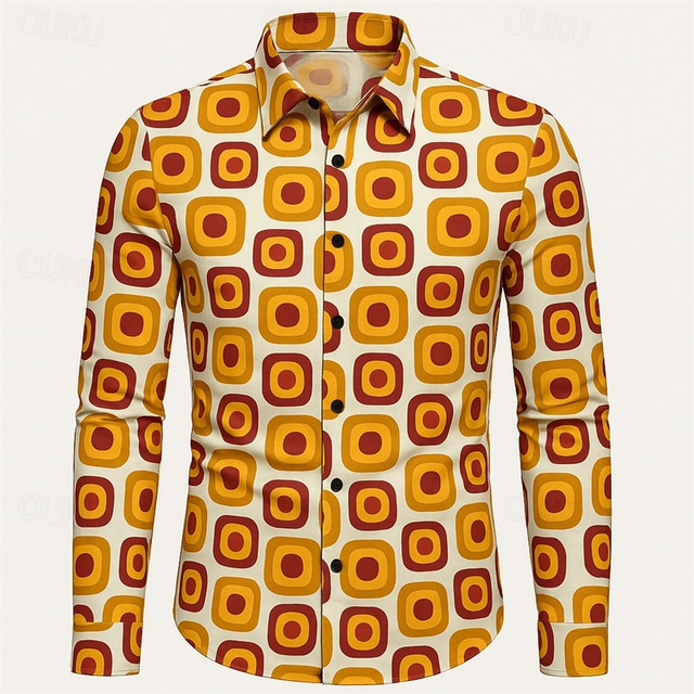  Retro Vintage 1970s Shirt Disco Geometic Men's Halloween Carnival Pride Parade Pride Month Festival Adults' Shirt
