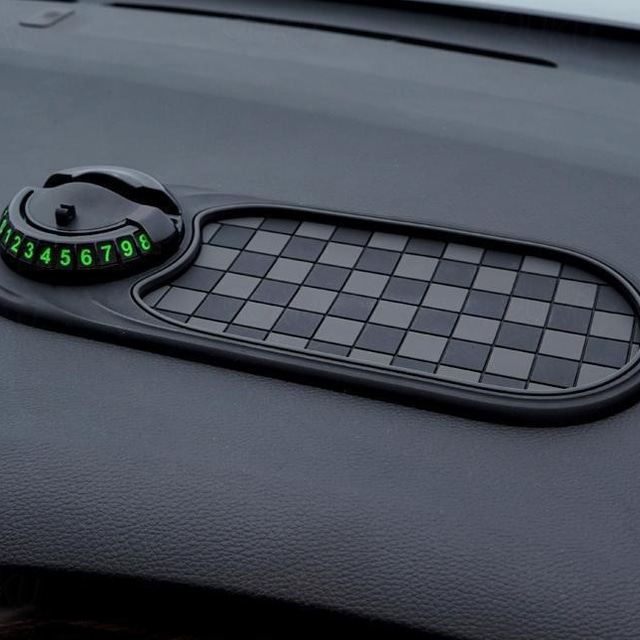  سجادة مضادة للانزلاق متعددة الوظائف للسيارة، حامل هاتف محمول جديد متعدد الوظائف للوحة قيادة السيارة، وسادة لوحة قيادة سيارة عالمية دوارة مضادة للانزلاق مع رقم موقف مؤقت