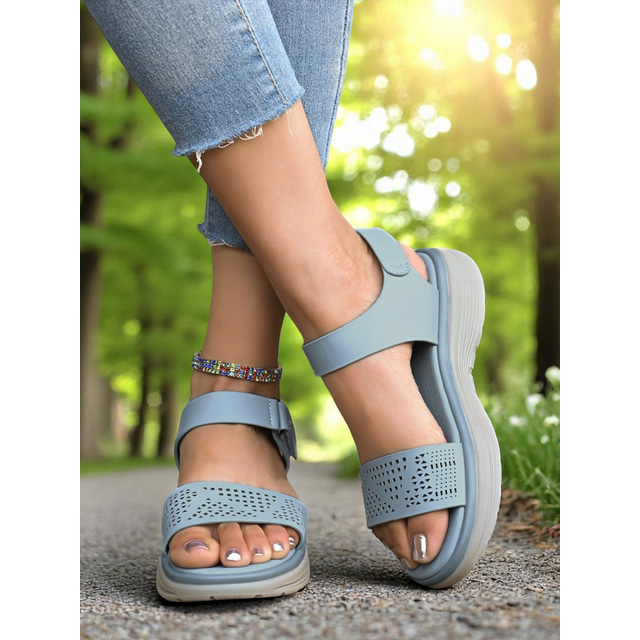  Women's Perforated Sandals - Comfortable and Stylish Open-Toe Design, Perfect for Casual Walks and Summer Days