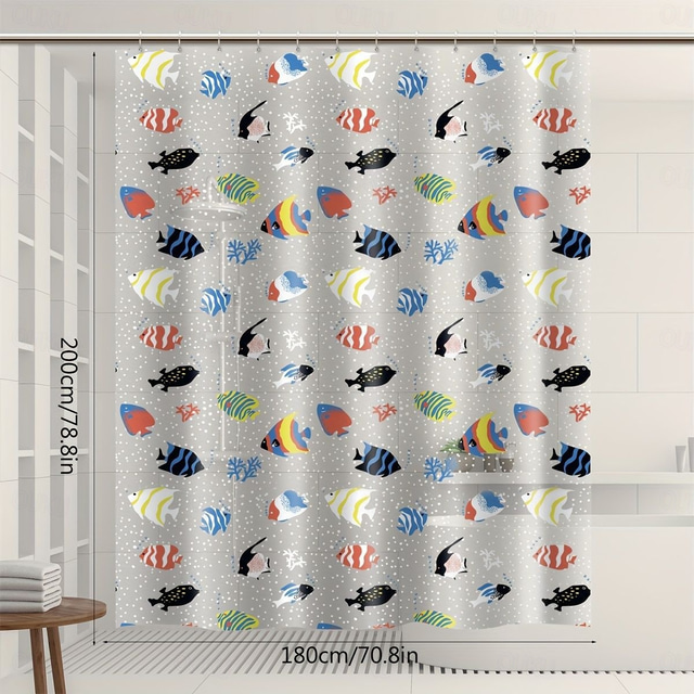  Clear Shower Curtain Tropical Fish,180x200cm 70