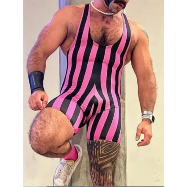  LGBTQ Pride Bodysuit Singlet Sexy Rainbow Striped Men's Adults' Nightclub Pride Parade Pride Month Halloween Carnival Easy Carnival Costume