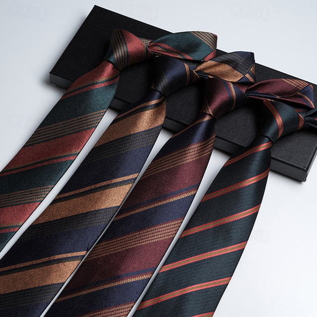  Men's Neckties Fashion Business Jacquard Stripes Wedding Party Daily Wear