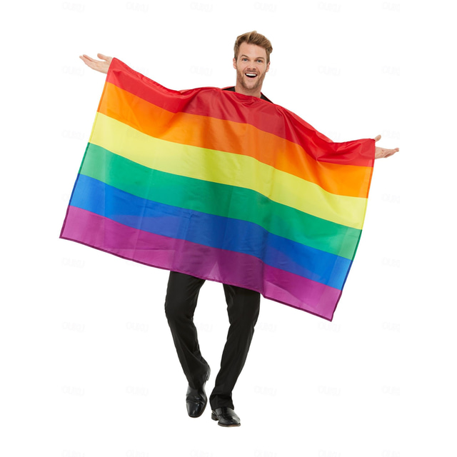  Rainbow LGBTQ Pride Cape Flag Retro Vintage 1970s Unisex Adults' Music Festival Pride Parade Pride Month Halloween Carnival Easy Carnival Costume