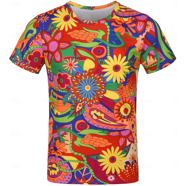  Hippie Cosplay Costume T-shirt Rainbow Graphic For Men's Adults' Halloween Carnival 3D Print Street Festival
