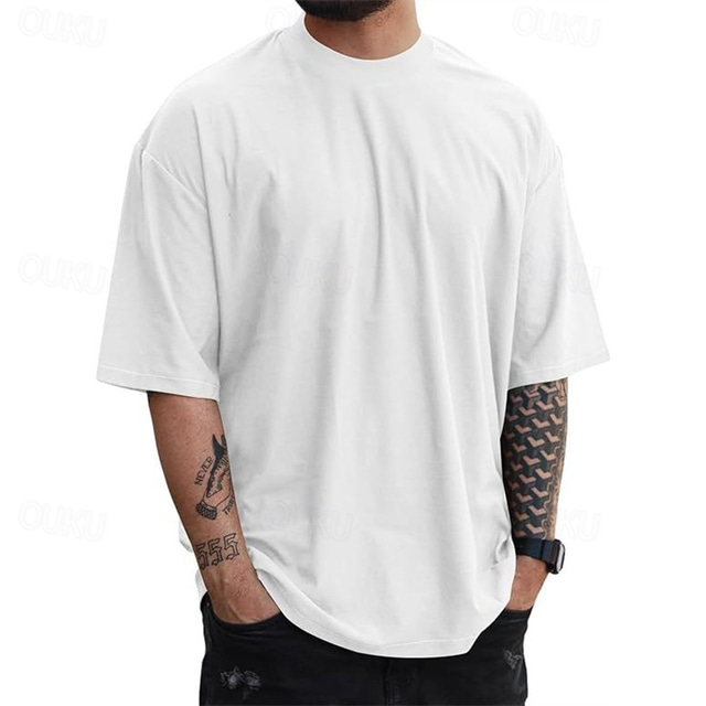  Men's T Shirt Tee Short Sleeve Shirt Tee Top Short Sleeve Crew Neck Summer Plain Fashion Designer Basic Classic Vacation Street Going out Black White Yellow Top Tee for Men
