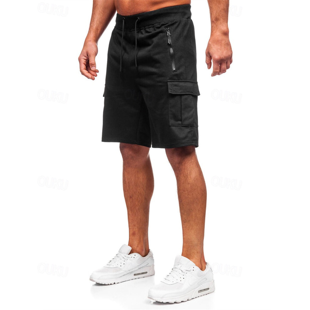  Men's Athletic Shorts Sweat Shorts Shorts Summer Shorts Pocket Drawstring Elastic Waist Plain Comfort Breathable Short Outdoor Sports Classic Casual Black Light Grey Micro-elastic
