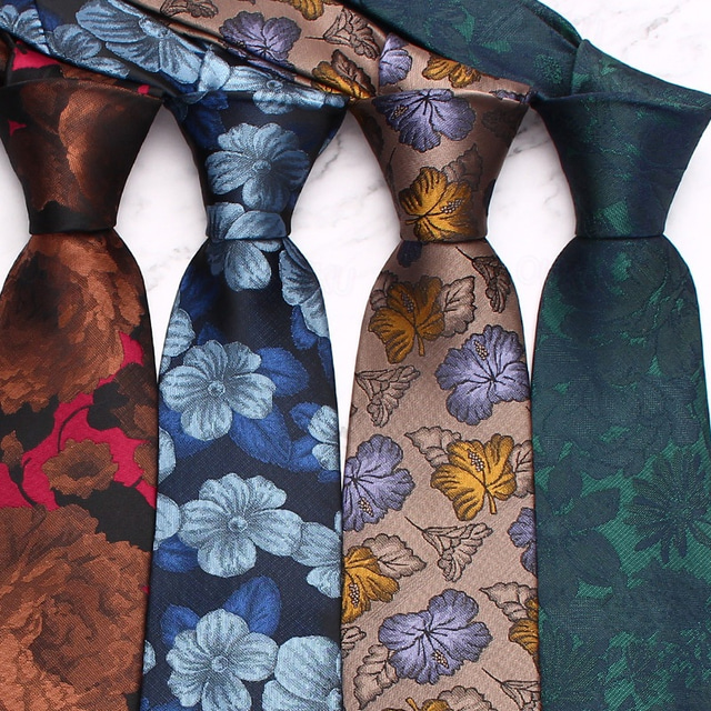  Men's Neckties Fashion Business Jacquard Print Florals Wedding Party Daily Wear