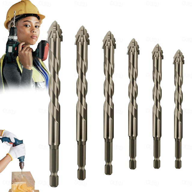  Four Blade Serrated Eccentric Drill,New Four-Flute Sawtooth Eccentric Drill Bit Set,Quickpierce High-Performance Titanium-Coated Drill and Tap Set for Concrete Metal Brick Wood