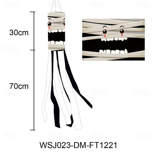  Halloween Windsock Flag 39 Inch Spooky Cartoon Flag Wind Socks Pumpkin Bat Ghost Monster Outdoor Hanging Decoration for Home Yard Patio Lawn Garden Tree Party Decoration