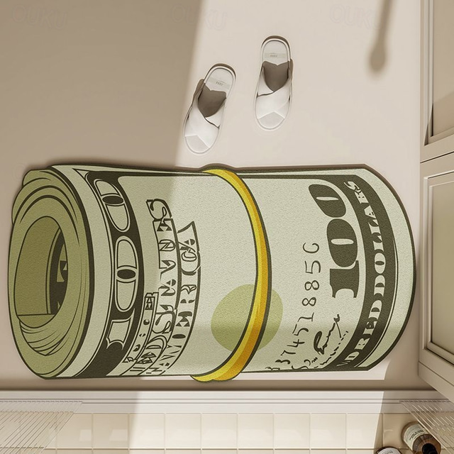 Money Dollar Pattern Doormat Kitchen Mat Floor Mat Non-Slip Area Rug Oil Proof Rug Indoor Outdoor Mat Bedroom Decor Bathroom Mat Entrance Rug