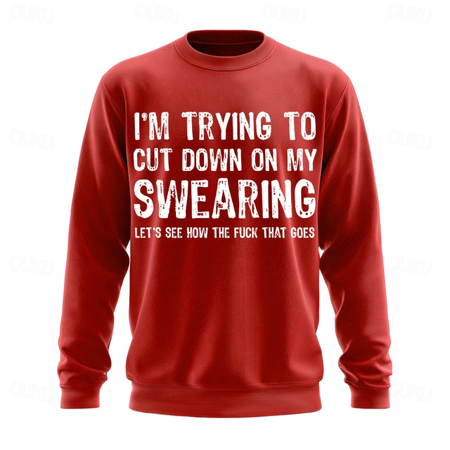  Men's Funny Slang Sweatshirt Sweatshirt Hooded Sweatshirt Crew Neck Fashion Graphic Print Black White Crewneck 3D All Seasons Designer