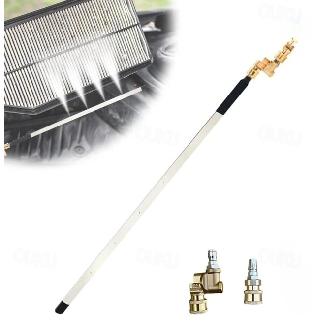  Radiator Cleaning Wand, Upgraded Efficient No-Removal Cleaning Tool for Tight Crevices, High Pressure Radiator Flush and Cleaner Tool with Quick Coupler, Fit for Cars Truck