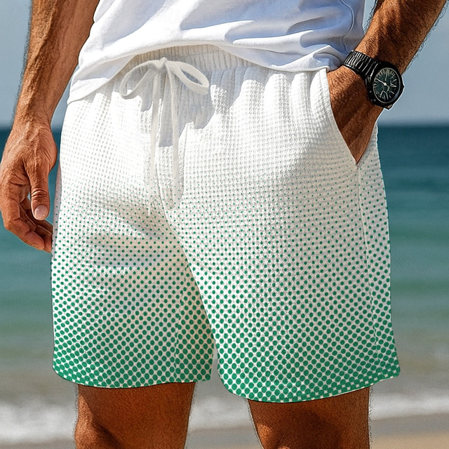  Men's Gradient Color Waffle Shorts Sweat Shorts Casual Shorts Mid Waist Fashion Casual Vacation Jogging Workout Elastic Drawstring Waist Shorts with Pockets Designer Clothing Apparel