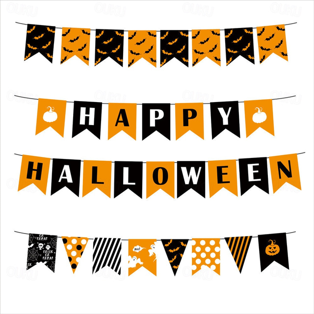  14x21/20x30cm halloween-viiribanneri, aavemainen juhlakoriste halloweeniin, kestävä kangasbanneri, jossa on aave-, kurpitsa- ja lepakkoaiheita, sisä- ja ulkokäyttöön, riippuva koriste kotiin, toimistoon tai juhlapaikoille