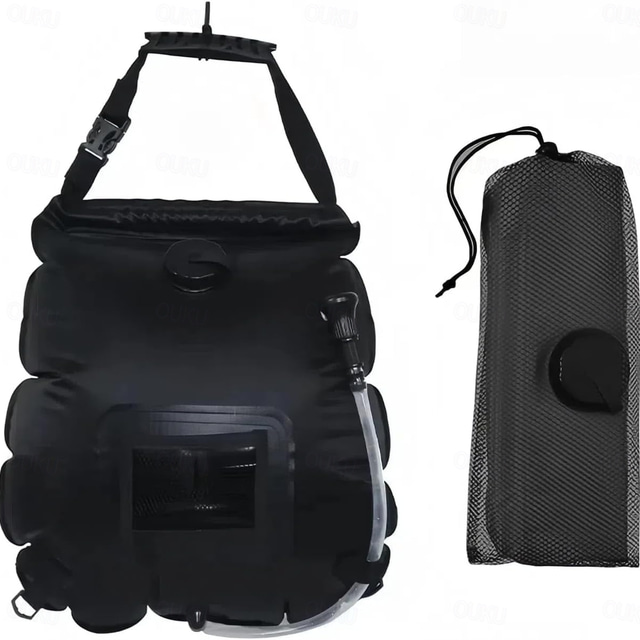  Portable Solar Shower Bag for Camping, Solar Heated Shower with Temperature Indicator, Leak-Proof Outdoor Shower for Hiking, Beach, Travel & Emergency Use