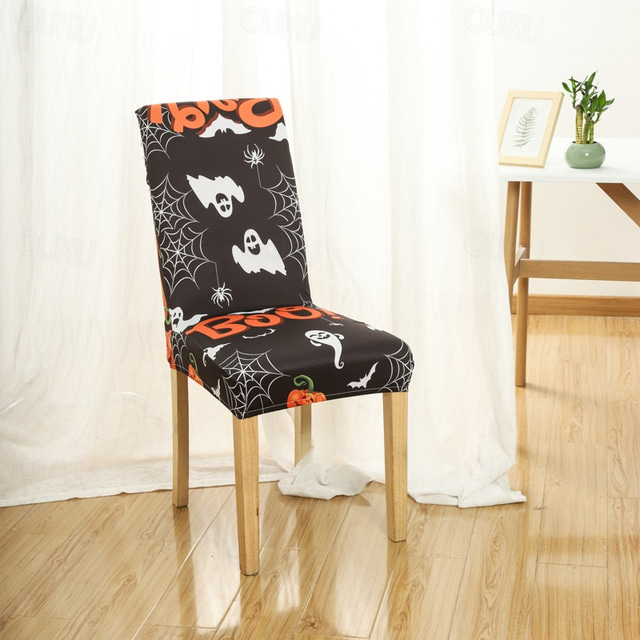  Halloween schedelpatroon eetkamerstoelhoes festivaltafeldecoratie aankleedaccessoires voor decoratie