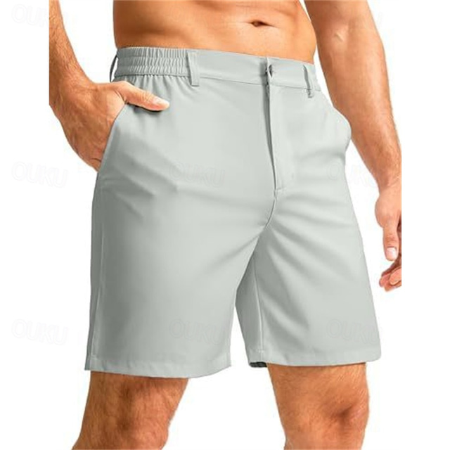  Men's Cargo Shorts Shorts Summer Shorts Elastic Waist Multi Pocket Plain Comfort Wearable Knee Length Outdoor Sport Daily Fashion Casual Black Blue