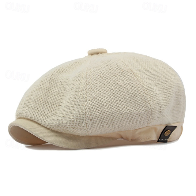  Men's Flat Cap Ascot Hat Newsboy Hat Black khaki Polyester Fashion Casual Street Daily Plain Adjustable Sunscreen Breathable