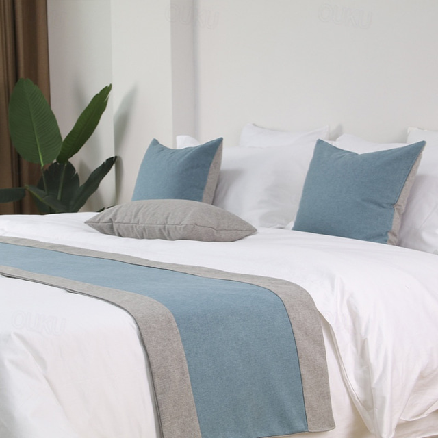  Bed Runner Bed Scarf, Two Tone Colors Decorative Bed Scarf for Home Hotel Bedspreads Scarves Protection Modern Solid Bed Runner for Foot of Bed Home Bedroom Bedding Decoration