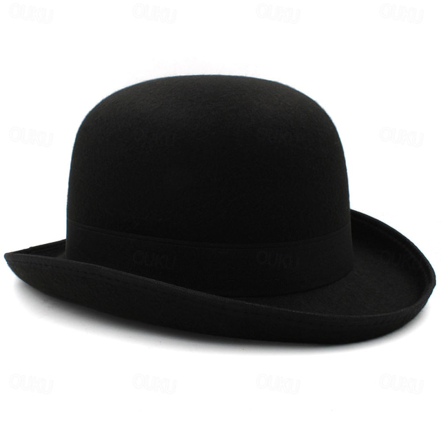  magisk hatt damehatt med bred brem i ull, britisk hiphop-hatt for menn, jazzhatt for vinter, ensfarget filthatt