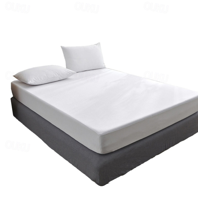  Protetor de Cama para Queen Full King Capa Protetora de Colchão à Prova d'Água Lençol com Ajuste Protetor de Cama Capa de Colchão Superfície Lisa Respirável Amiga da Pele Silenciosa