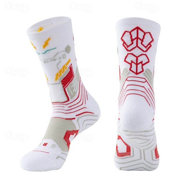  Men's 1 Pair Socks Stockings Sport Socks / Athletic Socks Running Socks Black Red Color Print Vacation Sports & Outdoor Daily Basic Medium Spring Fall Fashion Casual