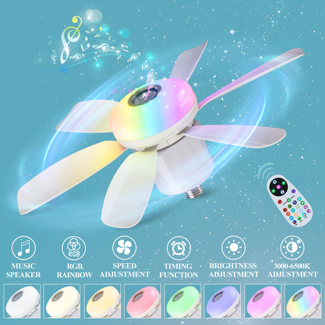  1pc Modern Ceiling Fan Chandelier Smart Remote Control, E27 Screw Base - Easy Install, Strong Wind for Living Room, Bedroom, Study, Kitchen, Workshop, Ceiling Fan