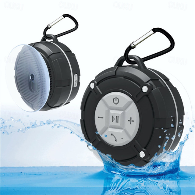  Shower Speaker, IPX7 Waterproof Bluetooth Speaker, Loud HD Sound, Portable Wireless Speaker with Suction Cup & Sturdy Hook, Built-in Mic, for Shower, Pool, Beach, Outdoor
