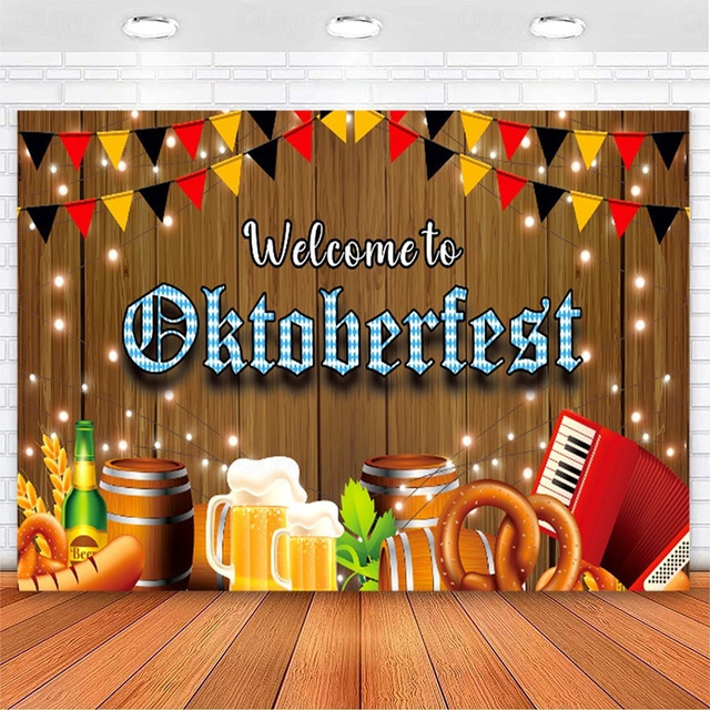  Oktoberfest German Bavarian Hanging Tapestry Pretzel Beer Wall Art Blue White Plaid Large Tapestry Mural Decor Photograph Backdrop Festival