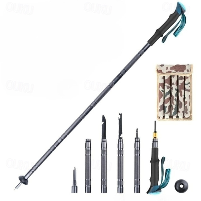  Tactical Walking Stick, 5/6/7/8 Tubes Adjustable Lightweight Telescopic Survival Hiking Stick with Multi-Tool, Self Defense Tactical Staff for Men Women Outdoor Survival, Camping, Hiking